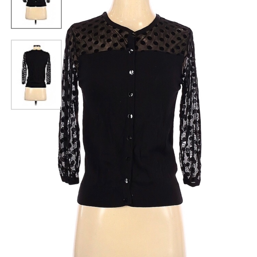 AUGUST SILK - Black Dot Cardigan - Size Large